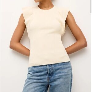 Marie Oliver Cream Ruffle Sleeve Tank Top